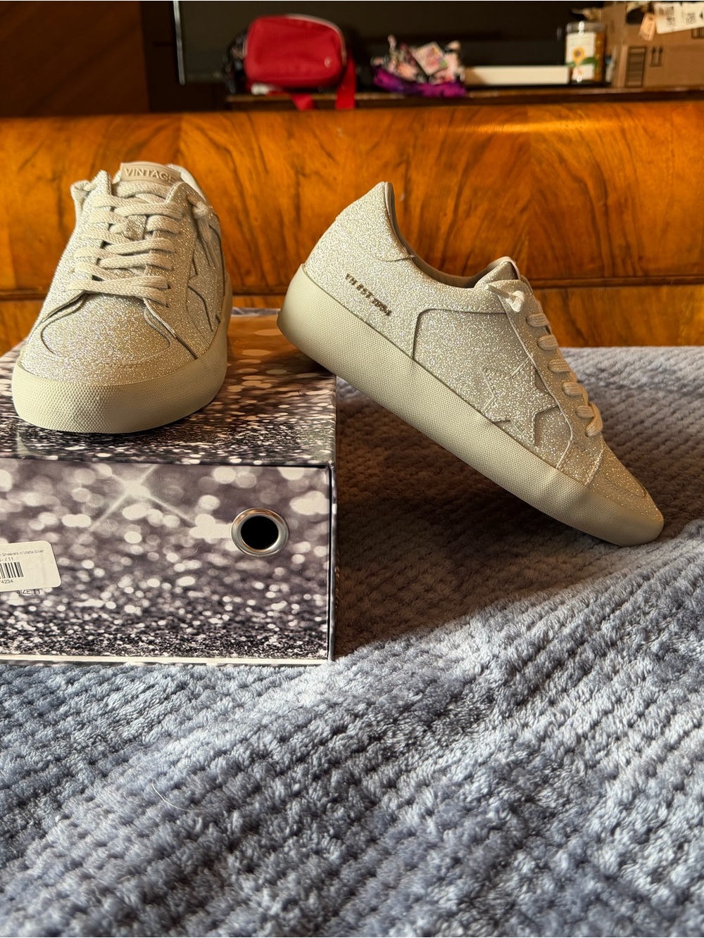 Vintage Havana Silver Glitter Star Sneakers NWOT w/ Box